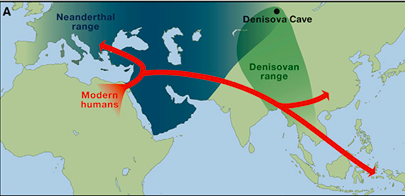 location of denisovans on a map