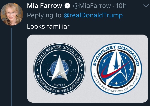 tweet by Mia Farrow